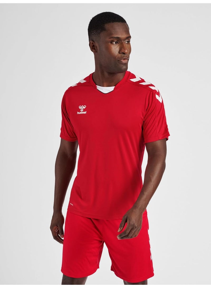 هامل تيشيرت هامل رياضي أحمر بتصميم شيفرون على الأكمام – كم قصير برقبة دائرية وقصة عادية - Image 3